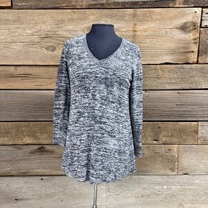 Eileen Fischer Vneck Silk Sweater, Gray, Size M